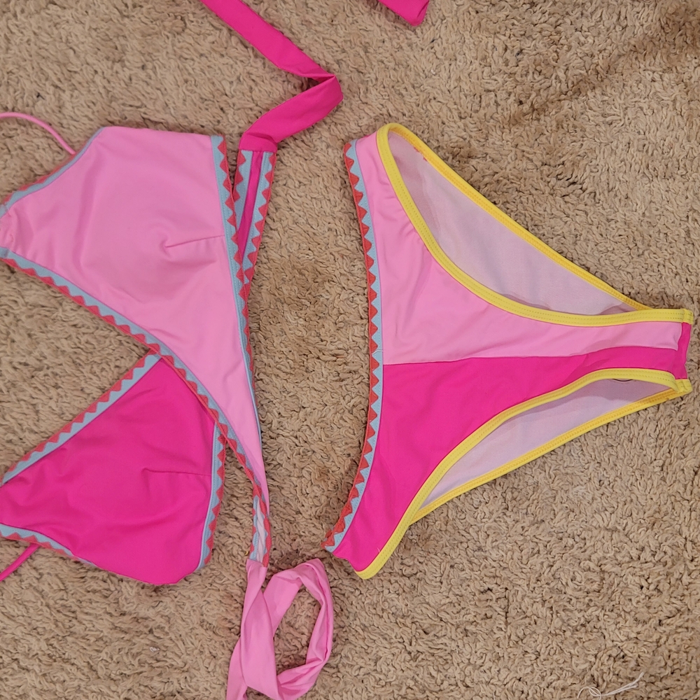 Vibrant Pink and Yellow Bikini Set